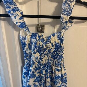 SHEIN Blue and White Floral Kids One Piece